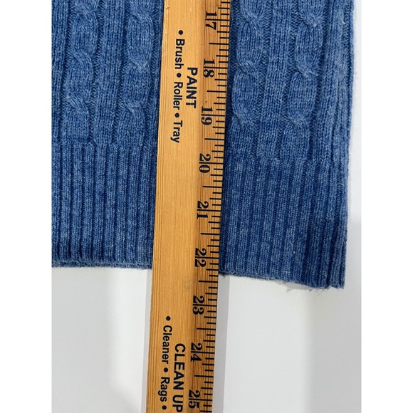 LL‎ Bean Womens Cable Knit Sweater Blue Lambswool Blend M-Reg - Picture 12 of 12